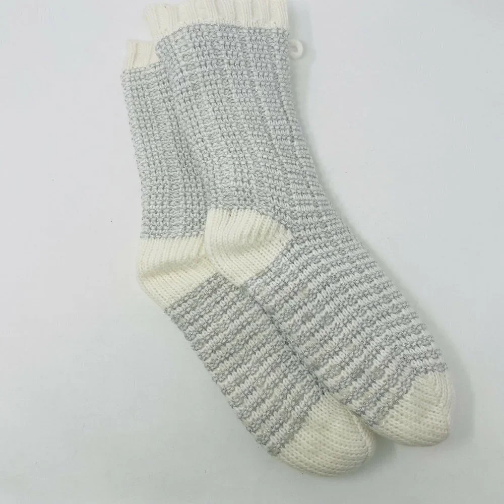 Charter‎ Club Womens Size S/M Striped Slipper Socks With Faux Sherpa Lining $25